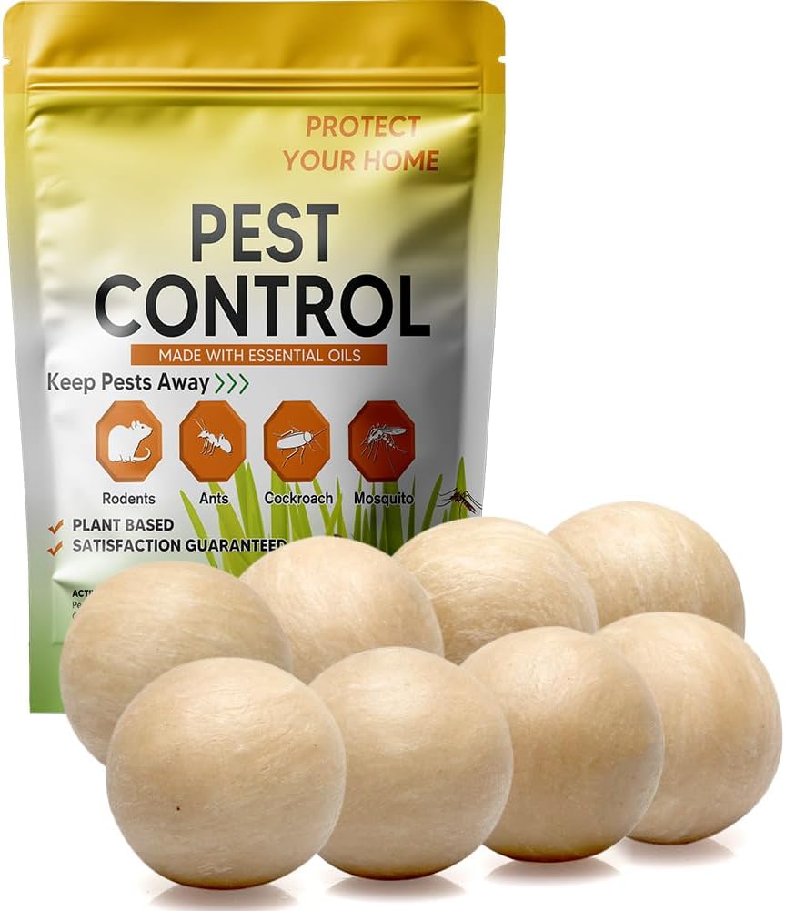 Pest Control, Rodent Repellent, Mouse Repellent, Spider Repellent Indoor, Mice Repellent Indoor, Rat Repellent Outdoor, Peppermint Balls for Rodents, Ants, Moths, Roach, Pest Repellent -8P