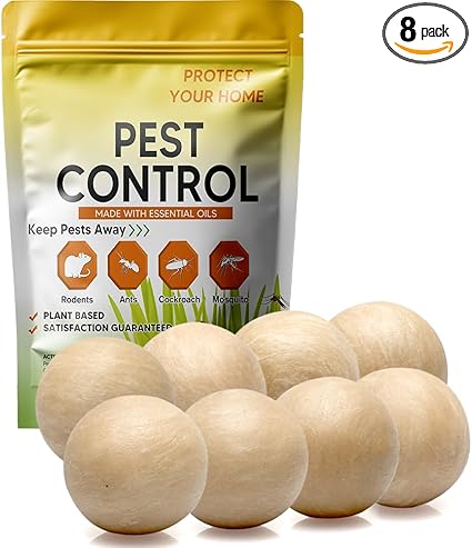 Pest Control, Rodent Repellent, Mouse Repellent, Spider Repellent, Mice Repellent Indoor, Rat Repellent Outdoor, Peppermint Balls for Rodents, Ants, Roach, Pest Repellent,Safe for Kids and Pets-8P