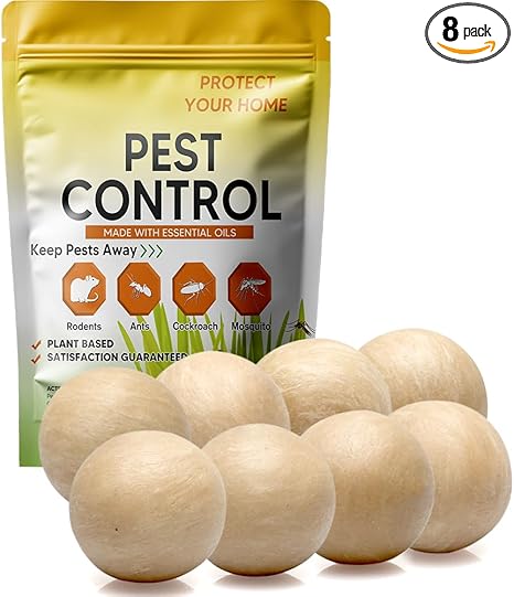 Pest Control, Rodent Repellent, Mouse Repellent, Spider Repellent, Mice Repellent Indoor, Rat Repellent Outdoor, Peppermint Balls for Rodents, Ants, Roach, Pest Repellent,Safe for Kids and Pets-8P