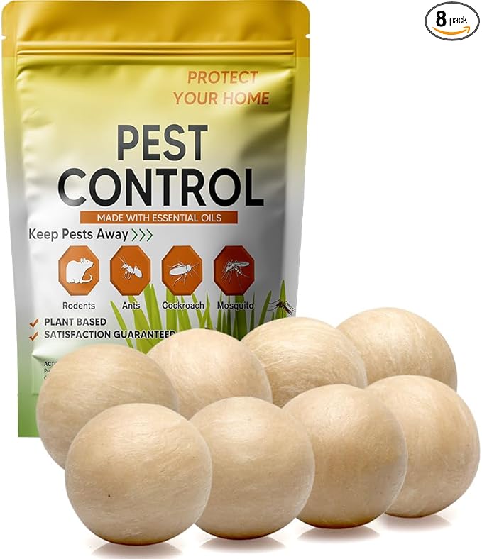 Pest Control, Rodent Repellent, Mouse Repellent, Spider Repellent, Mice Repellent Indoor, Rat Repellent Outdoor, Peppermint Balls for Rodents, Ants, Roach, Pest Repellent,Safe for Kids and Pets-8P