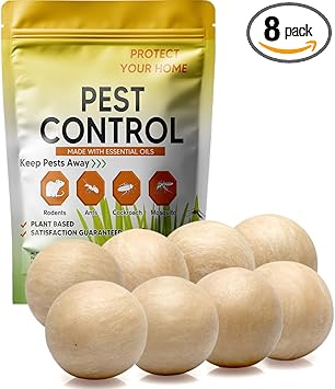 Pest Control, Rodent Repellent, Mouse Repellent, Spider Repellent, Mice Repellent Indoor, Rat Repellent Outdoor, Peppermint Balls for Rodents, Ants, Roach, Pest Repellent,Safe for Kids and Pets-8P
