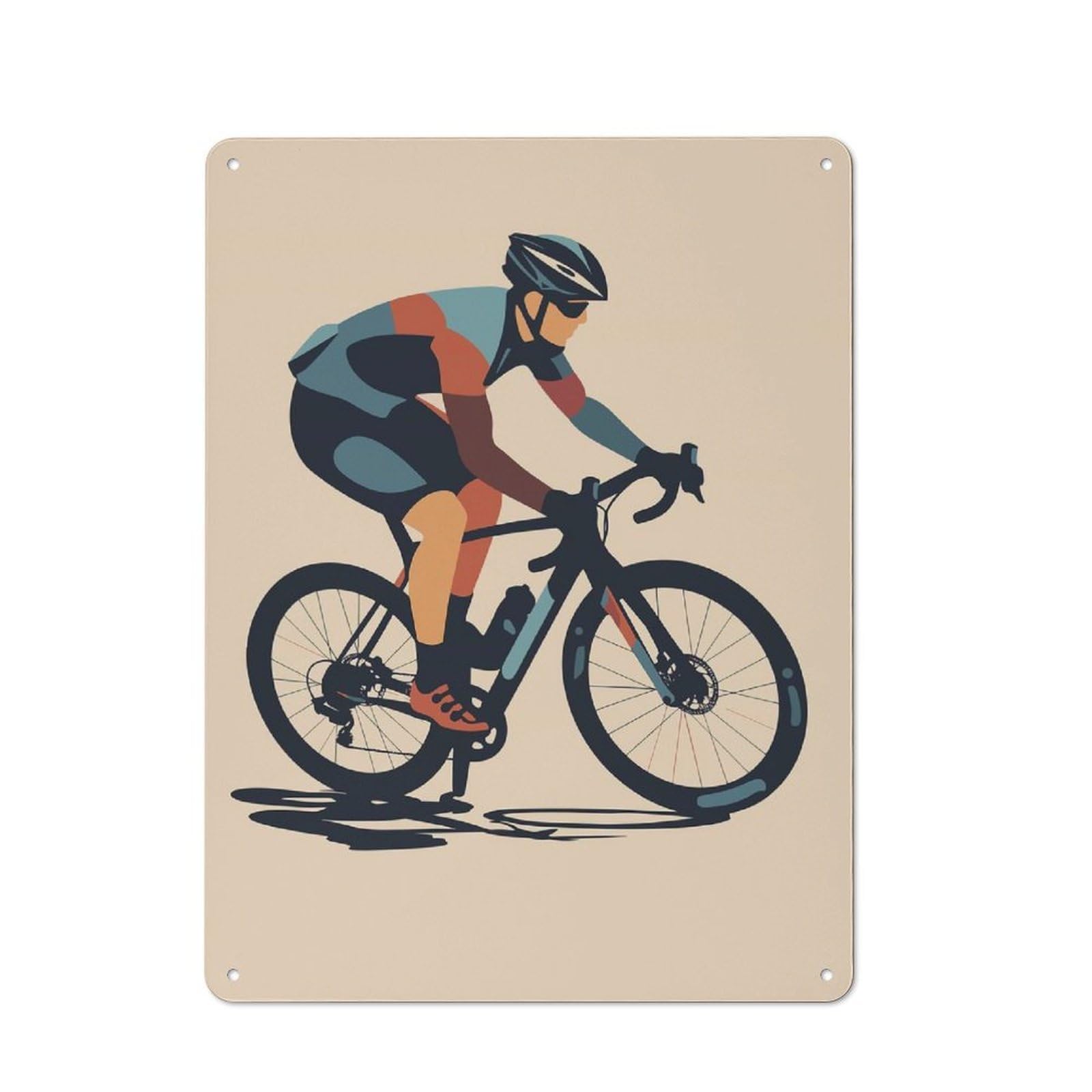 Junmoney Cyclist Bicycle Office Metal Sign 40X30cm, Understated Office Wall Decor For Workspace, Cafe, Shop Or Desk Area