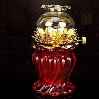 BOSUGE, lámparas de Aceite for Uso en Interiores, Escritorio doméstico, Linterna de Aceite del Siglo XXI, Linterna de Queroseno con mechas/Rosa (Color : Rosso)