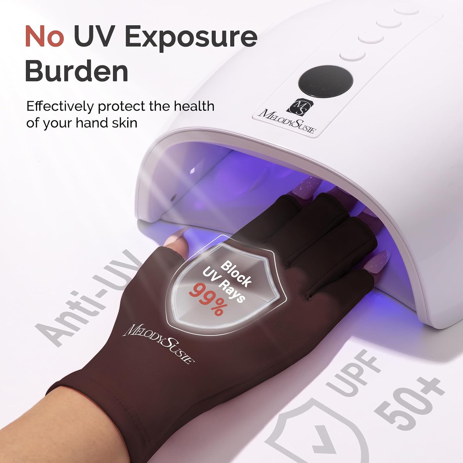 MelodySusie UPF50+ Fingerless UV Protection Gloves for Gel Manicures image 3