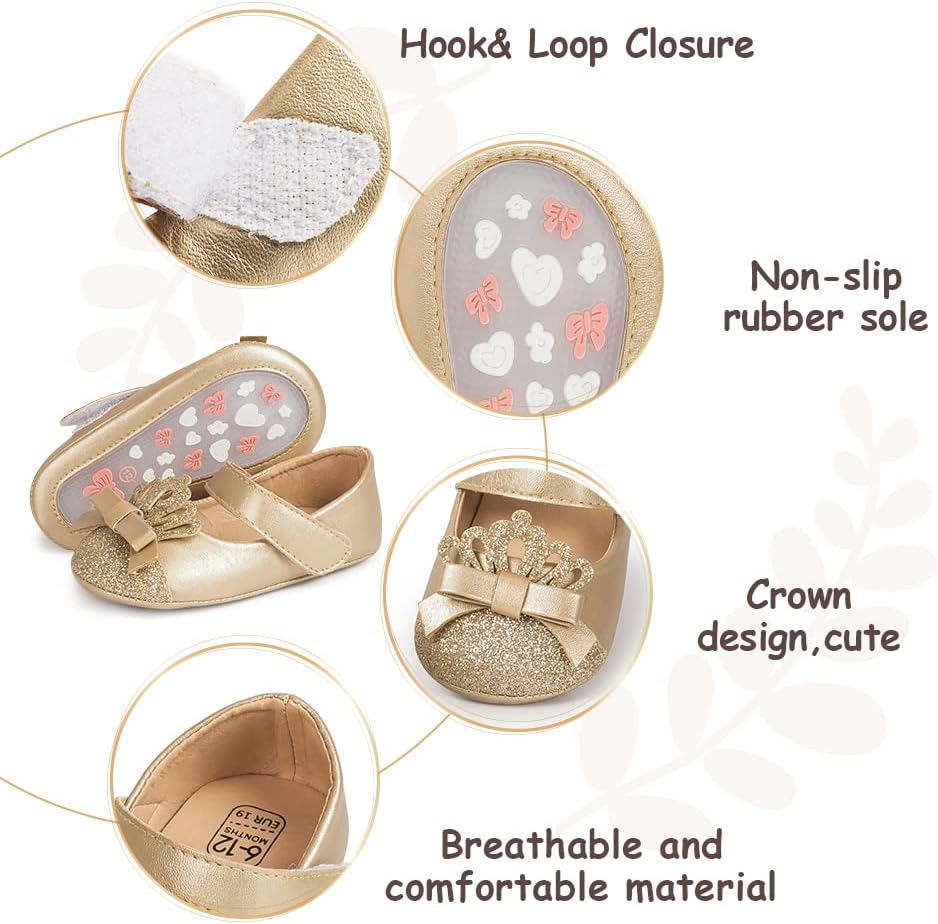 HsdsBebe Infant Baby Girls Mary Jane Flats Bow Non-Slip Soft Sole Princess Toddler First Walkers Sneaker Wedding Dress Shoes - Image 6