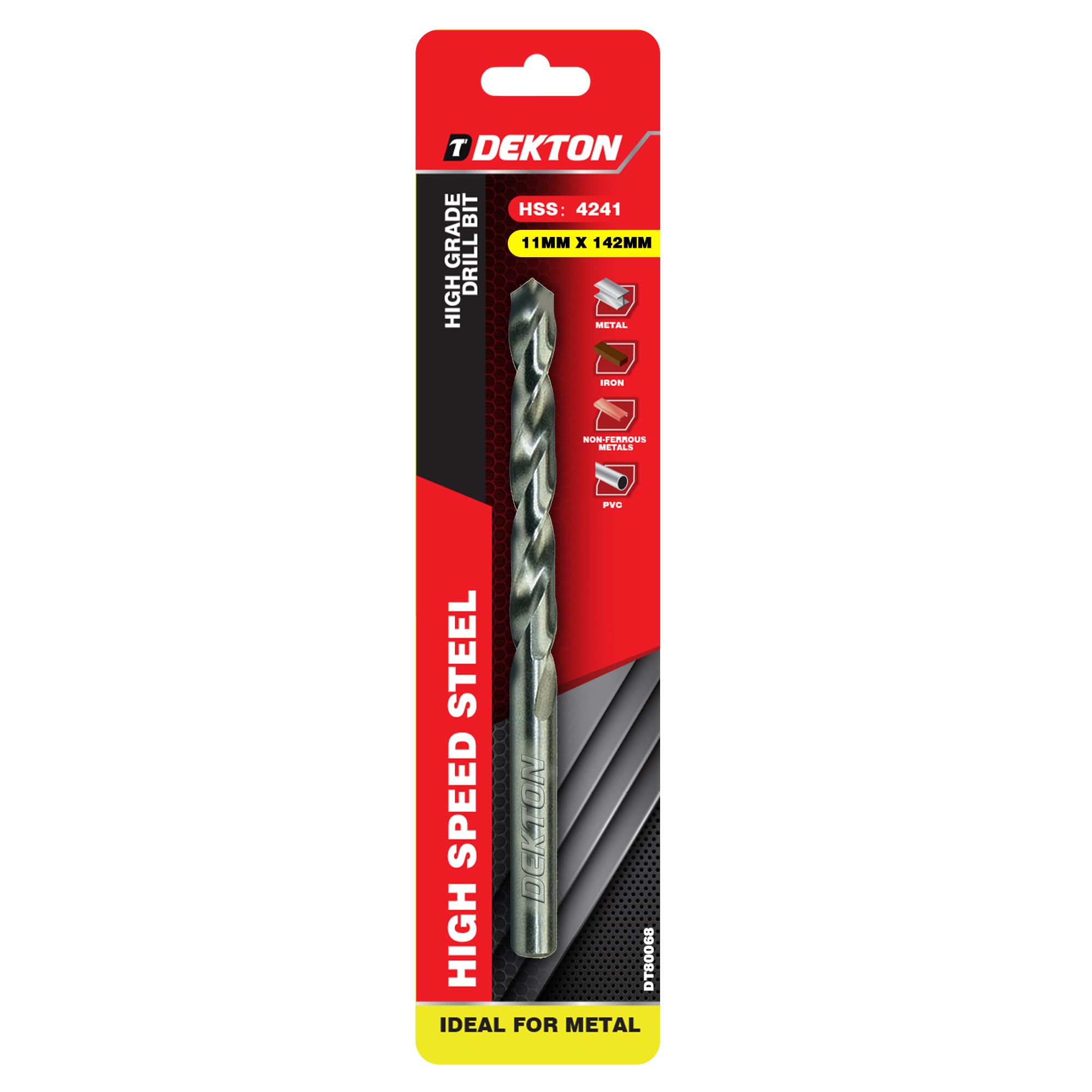 Dekton HSS-R Edge Ground Drill Bit 11mm x 142mm | 118-Degree Angle Point | High-Speed Steel | Ideal for Metal Drilling | Versatile for Wood & Plastic | Precision Engineered for Superior Performance