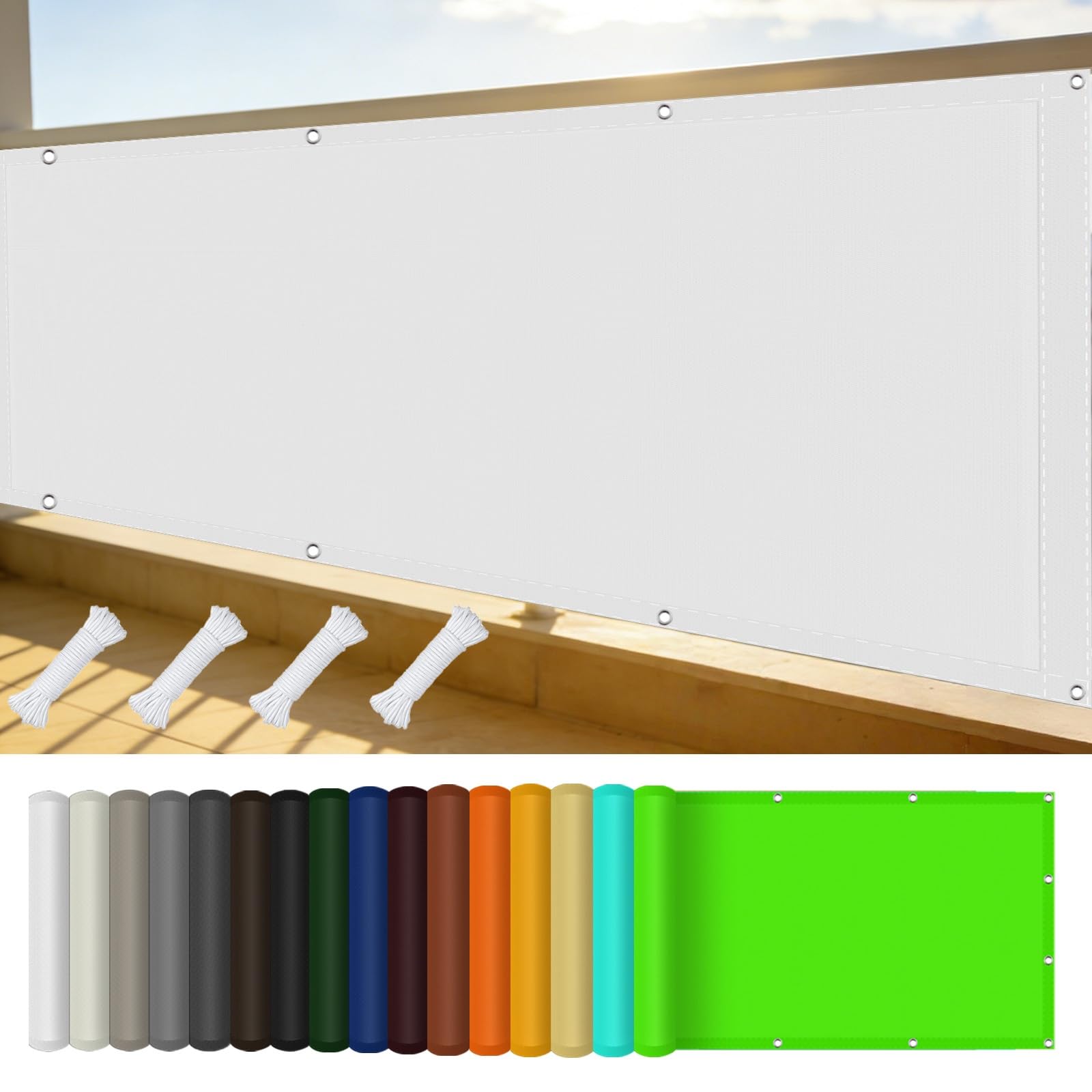 Voile ombrage contre le vent et la pluie 4.7x7m blanc anti-dechirure