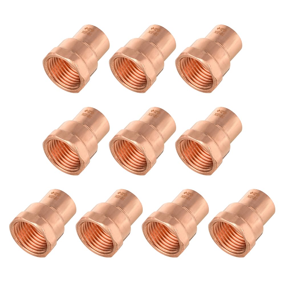 (Pack of 10) EFIELD 1/2-Inch C x FNPT Copper Female Adapter, LF Copper Plumbing Fittings with Sweat Solder X FNPT Connection,(COPPER066)