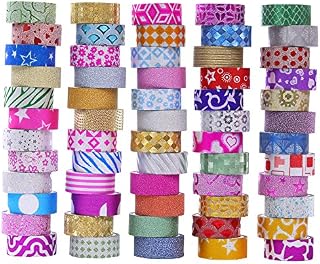AOAPMN 60 Rolls Glitter Washi Tape Set, Washi Masking Decorative Tapes for DIY Decor Planners Scrapbooking Adhesive School/Party Supplies