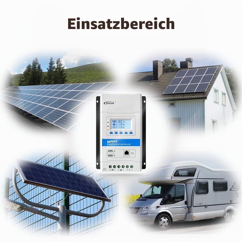 EPEVER® 40A MPPT Solarladeregler 12V/24V Automatische Erkennung der Systemspannung mit LCD-Display und USB-Anschlüssen für Haushalts System - TRIRON 4210N
