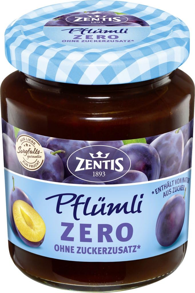 Zentis Aachen Pflümli Zero – 175 g Fruity Spicy Plum Spread without Added Sugar for Conscious Pleasure Moments