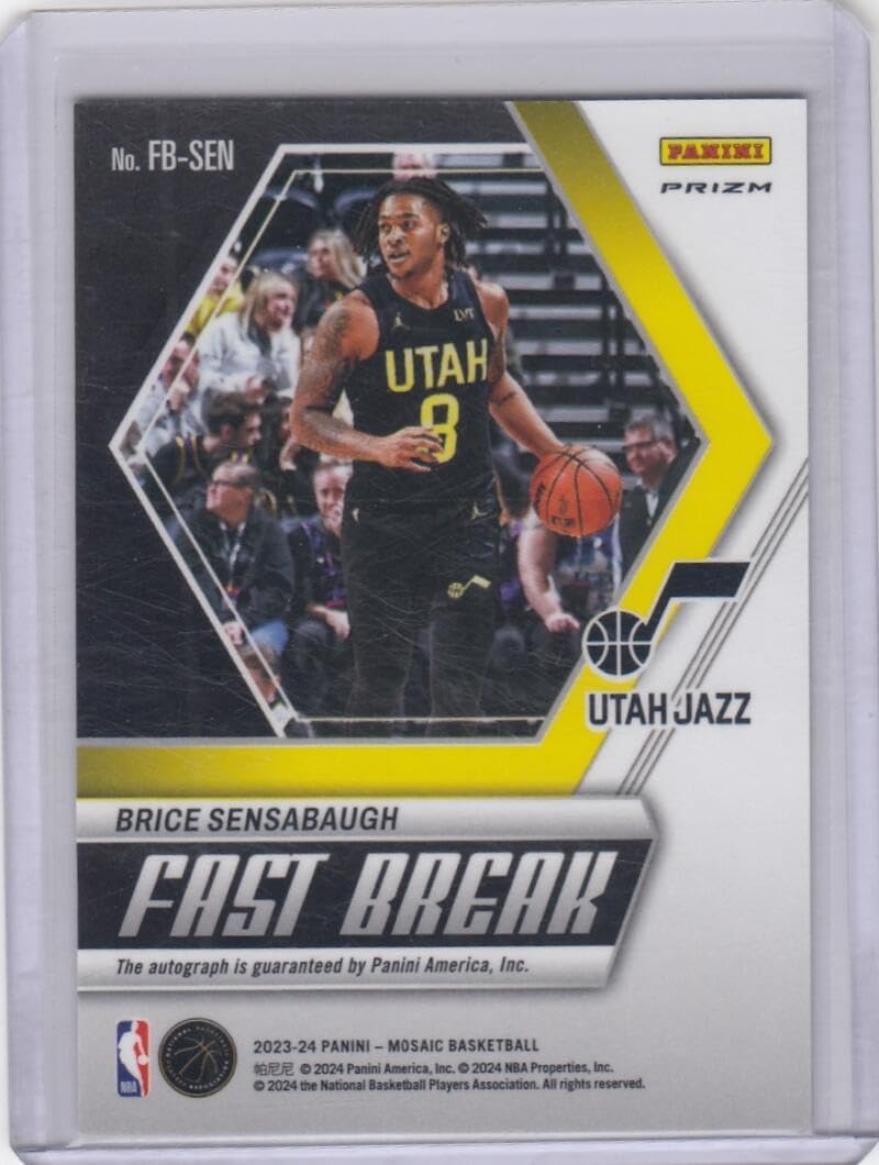 Basketball Trading Card 2023-24 Panini Mosaic Autographs Fast Break #82 Brice Sensabaugh EX/NM Auto Jazz