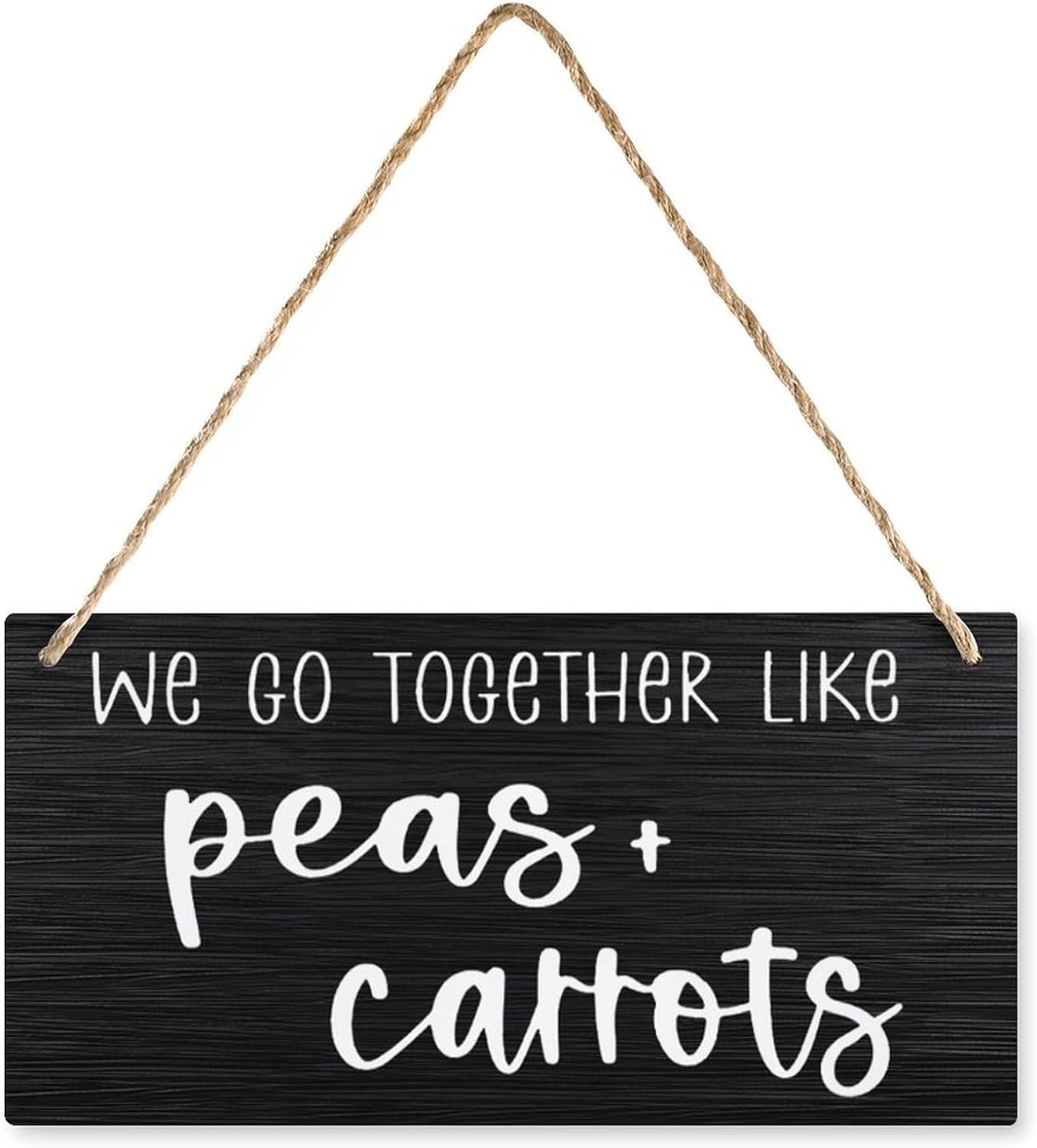 Pibonto Women's Wall Art 5X10 Inch Decor Wooden Sign We Go Together Like Peas And Carrots Best Friends Gift Twins Wall Decor, Farmhouse Bathroom Sign Wood Hanging Decorative For Bathroom Gift For Home