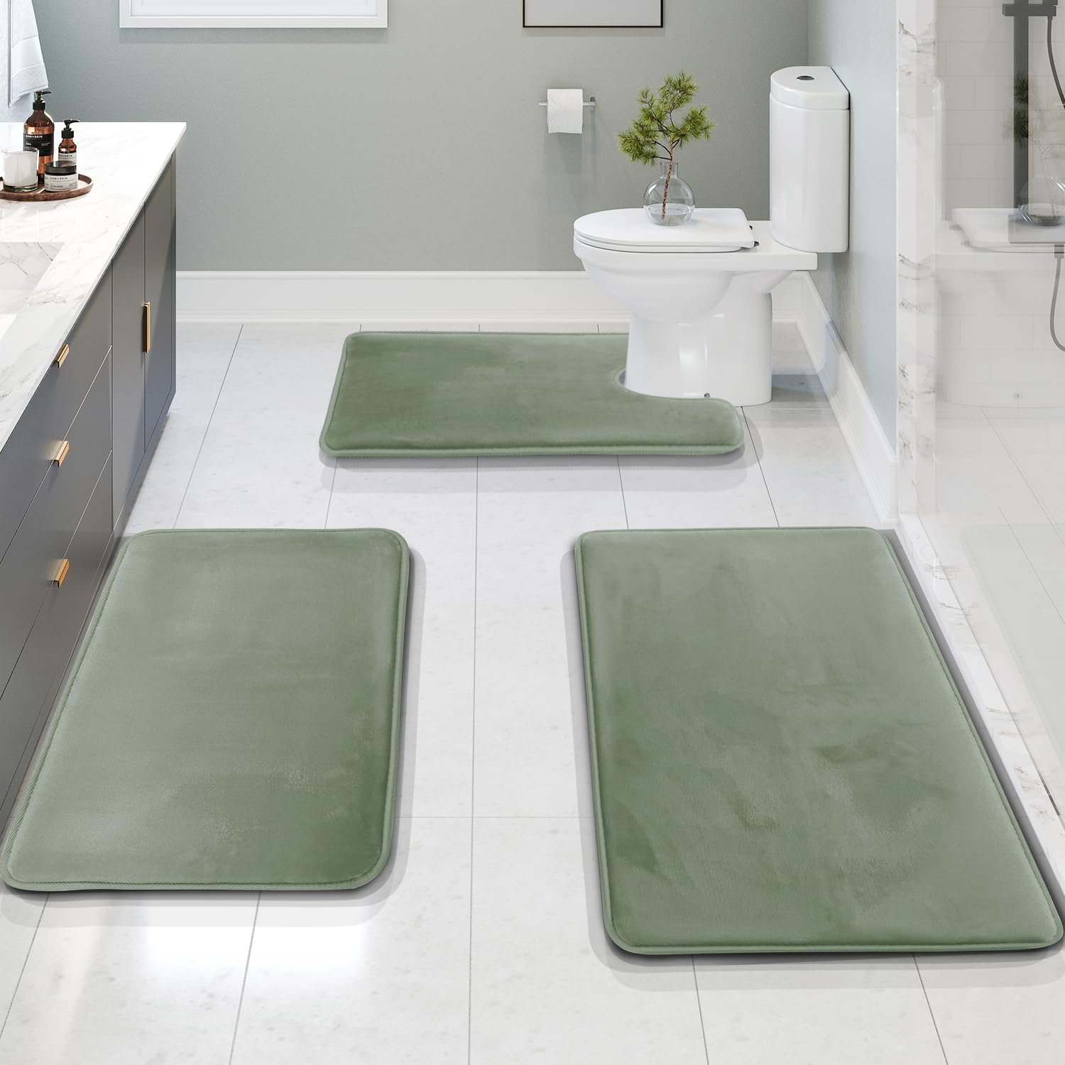 Clara Clark Bathroom Rugs, Velvet Memory Foam Bath Mat, Non-Slip Bath Rugs, Machine Wash, Dries Quickly, Ultra Soft Plush Bath Mats for Bathroom,