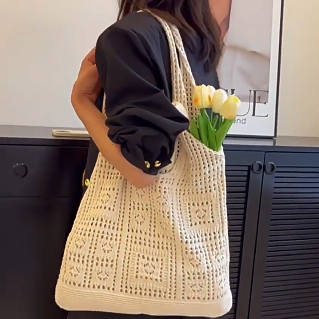 Bolso de playa crochet para mujer miniatura 7