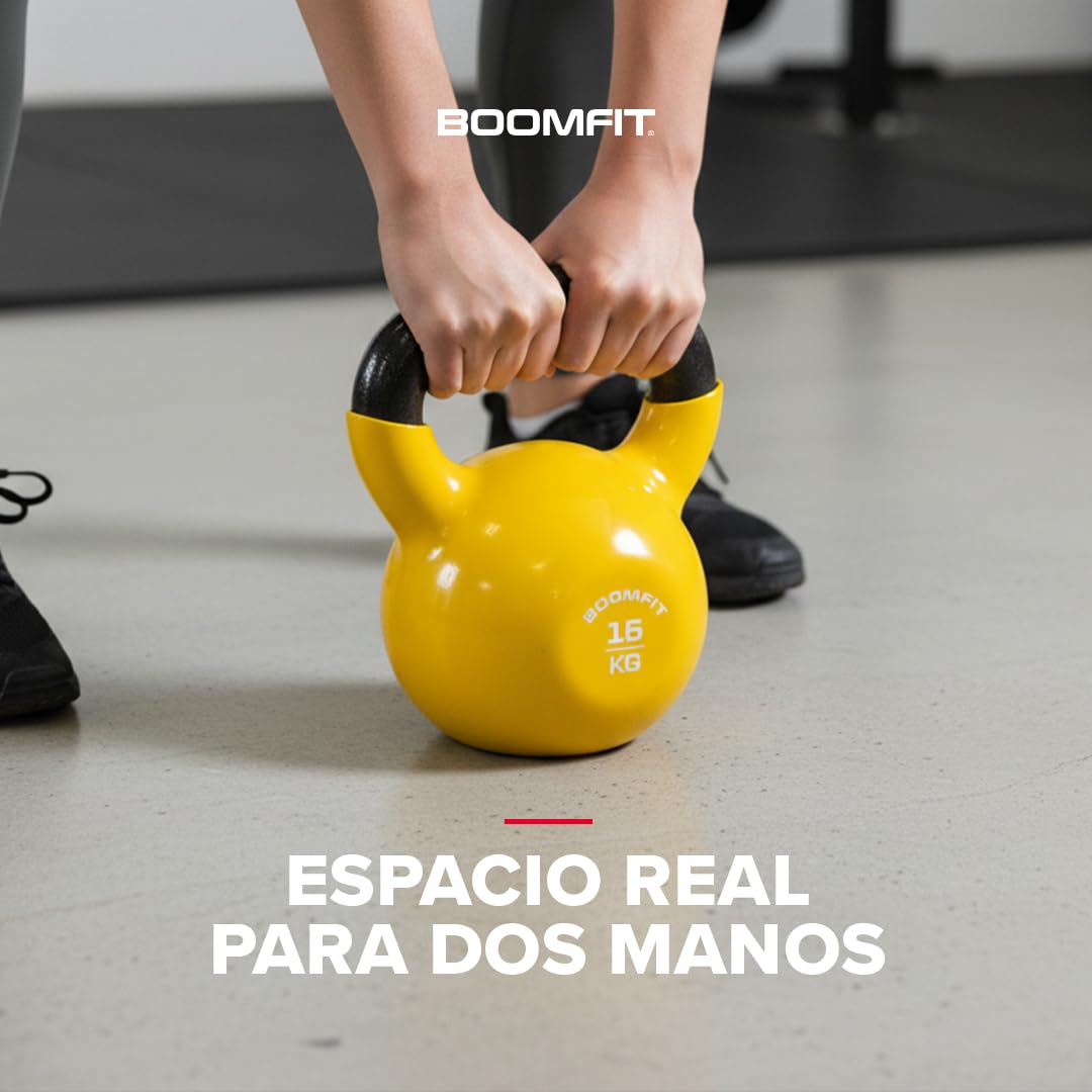 Kettlebell Vinilo BOOMFIT 4–30 kg – Pesa Rusa para entrenamiento funcional y fuerza total – Ideal para cross training en casa y gimnasio