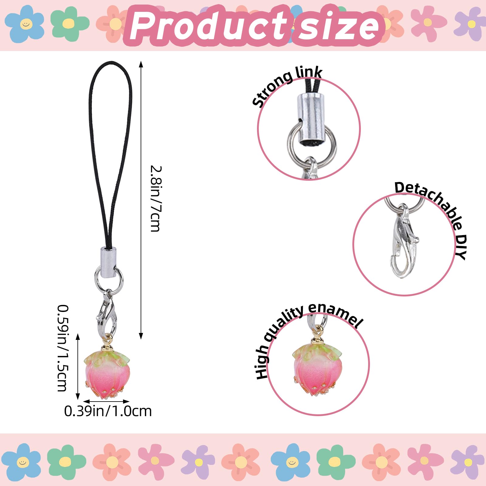 BEEFLYING 7 Charms Mignons Gothique Kawaii Y2K – Bretelles Cœur Pour Téléphone, Sac, Porte-Clés – Style Halloween Esthétique