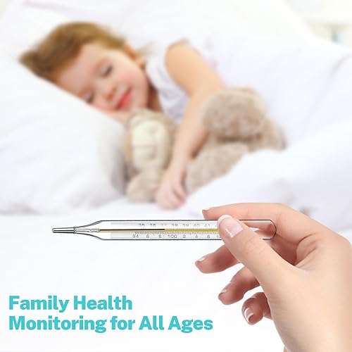 Miniatura 6 de 2 piezas de temperatura de vidrio para adultos, temperatura oral axila, medición precisa, lectura rápida para niños, bebés, ancianos, clínicas