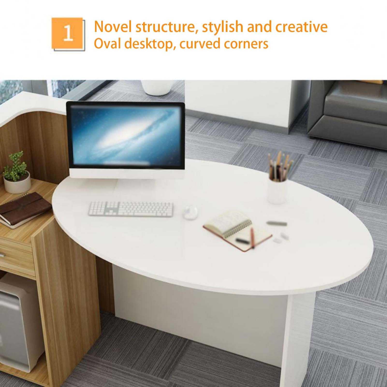 Front-Desk-Empfangstheke, Empfangstheke mit Stauraum an der Rezeption, Einfach Modern Theken-Schreibtisch, Mit Ovalem Schreibtisch und Schublade Mit Schloss, Für Zuhause, Büro, Lobby & Salon