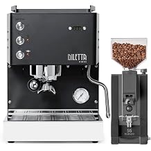 Diletta Mio Espresso Machine Black Bundle w/Eureka Silenzio 55 Espresso Grinder Black