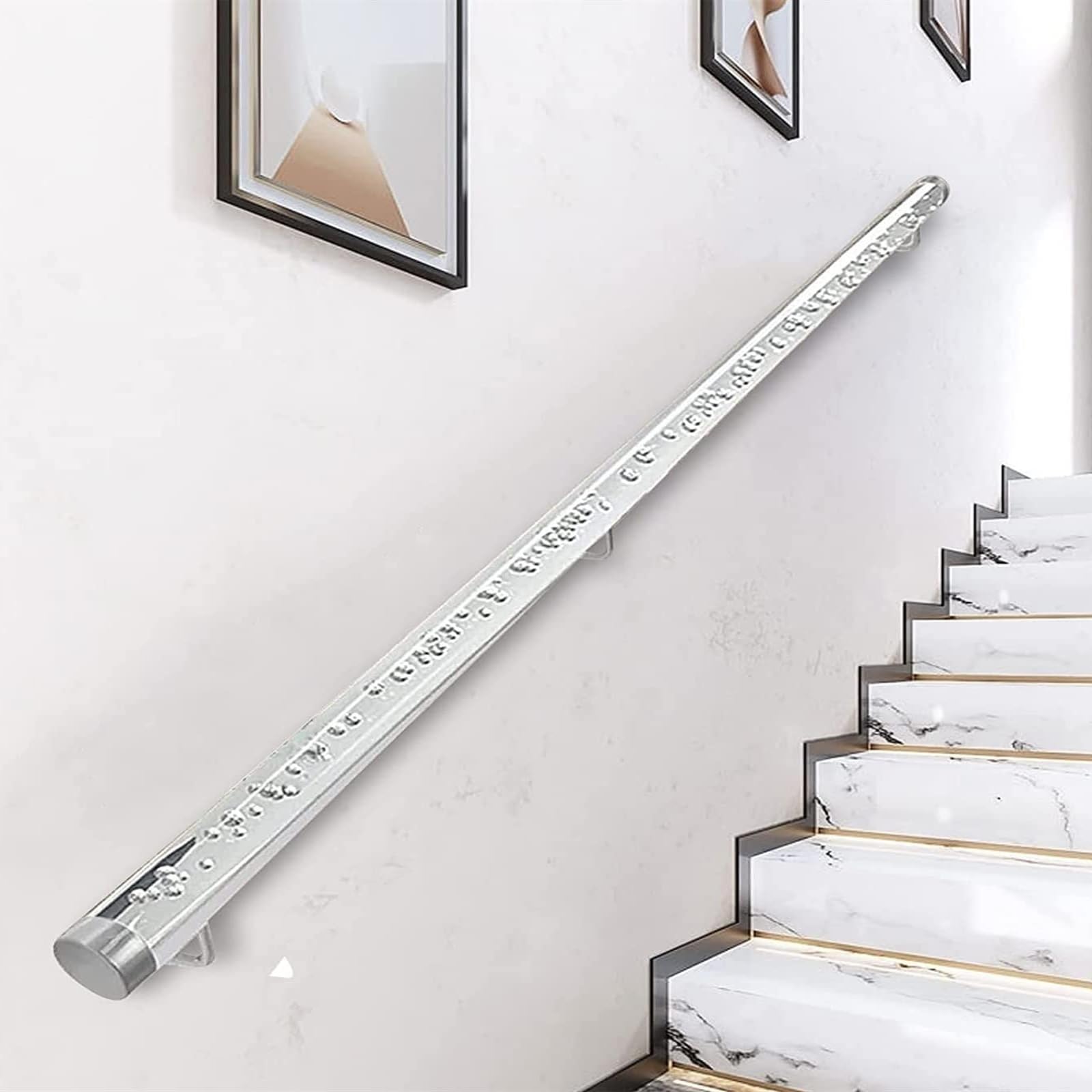 40cm Pasamanos Acrílico Transparente Pretil for escaleras - 1m 2m 3m 4m 5m 6m Antideslizante Cristal Transparente Pasamanos for escaleras Interiores Equipo Completo for Paredes(30cm/0.98ft)