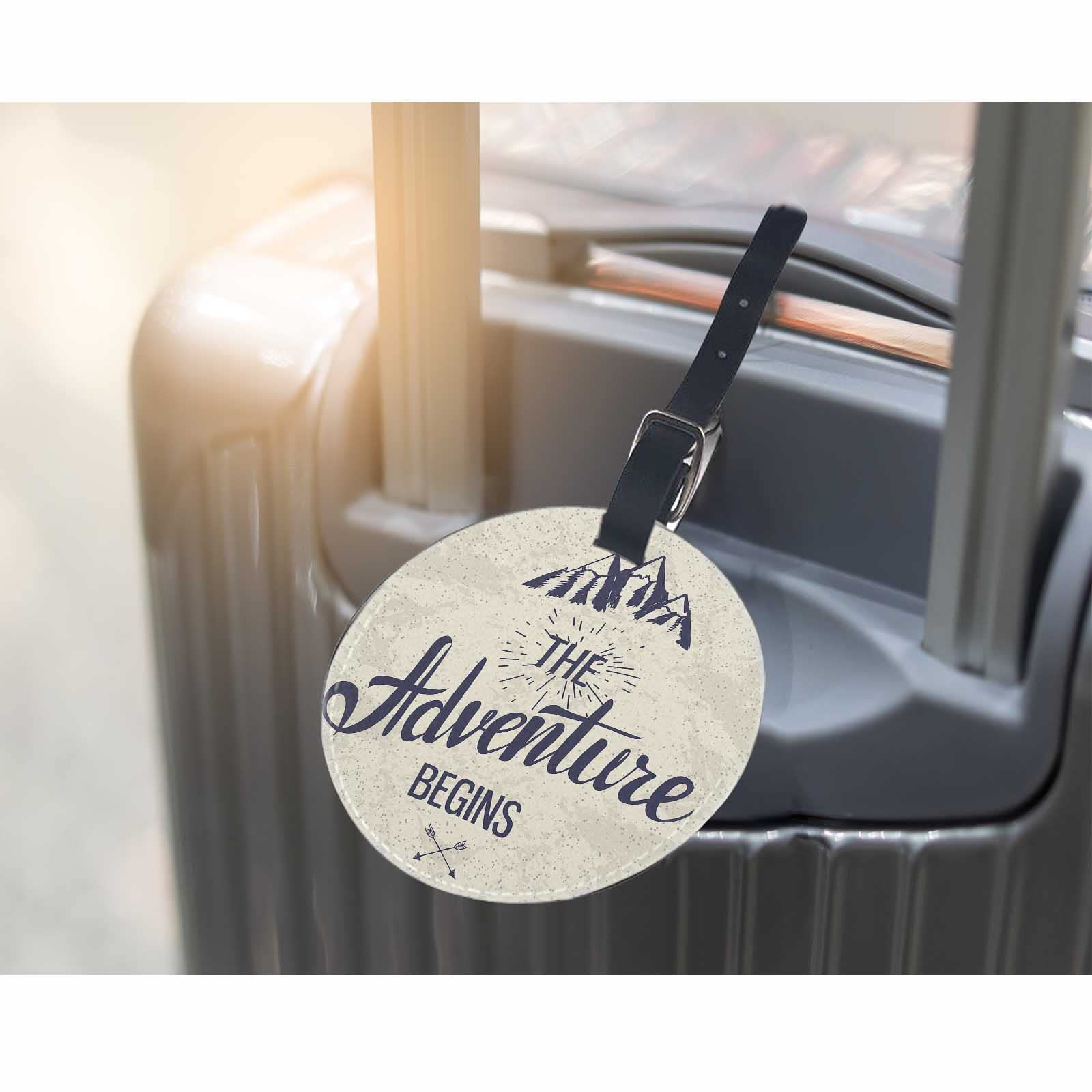 TKS MITLAN Inspirujące cytaty Etykiety bagażowe do walizek Adventure Begins Mountain Skórzane walizki bagażowe Etykieta identyfikacyjna Pokrywa prywatności Etykieta na torbę podróżną Etykieta dla