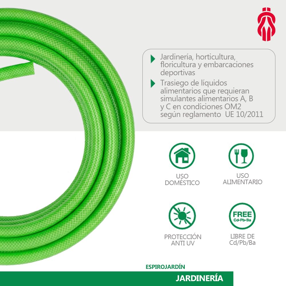 ESPIROFLEX Manguera de Jardín 25 Metros de PVC Plastificado 3/4" para Riegos Domésticos y Uso Alimentario | Manguera de Agua Elástica y Flexible Reforzada con Malla de Poliéster | Modelo Mallalatex