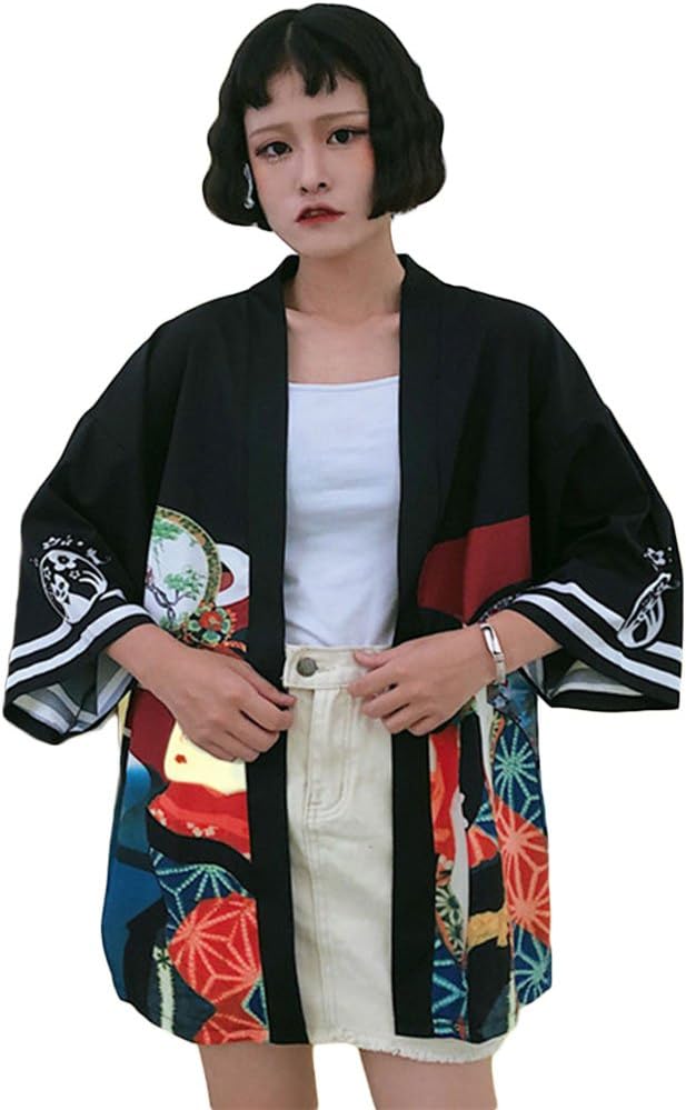 ZooBoo Japanese Kimono Dress Cardigan - Loose Jacket Clothing Robe Costume Bathrobe Sleepwear for Women Girls - Geisha - Image 2