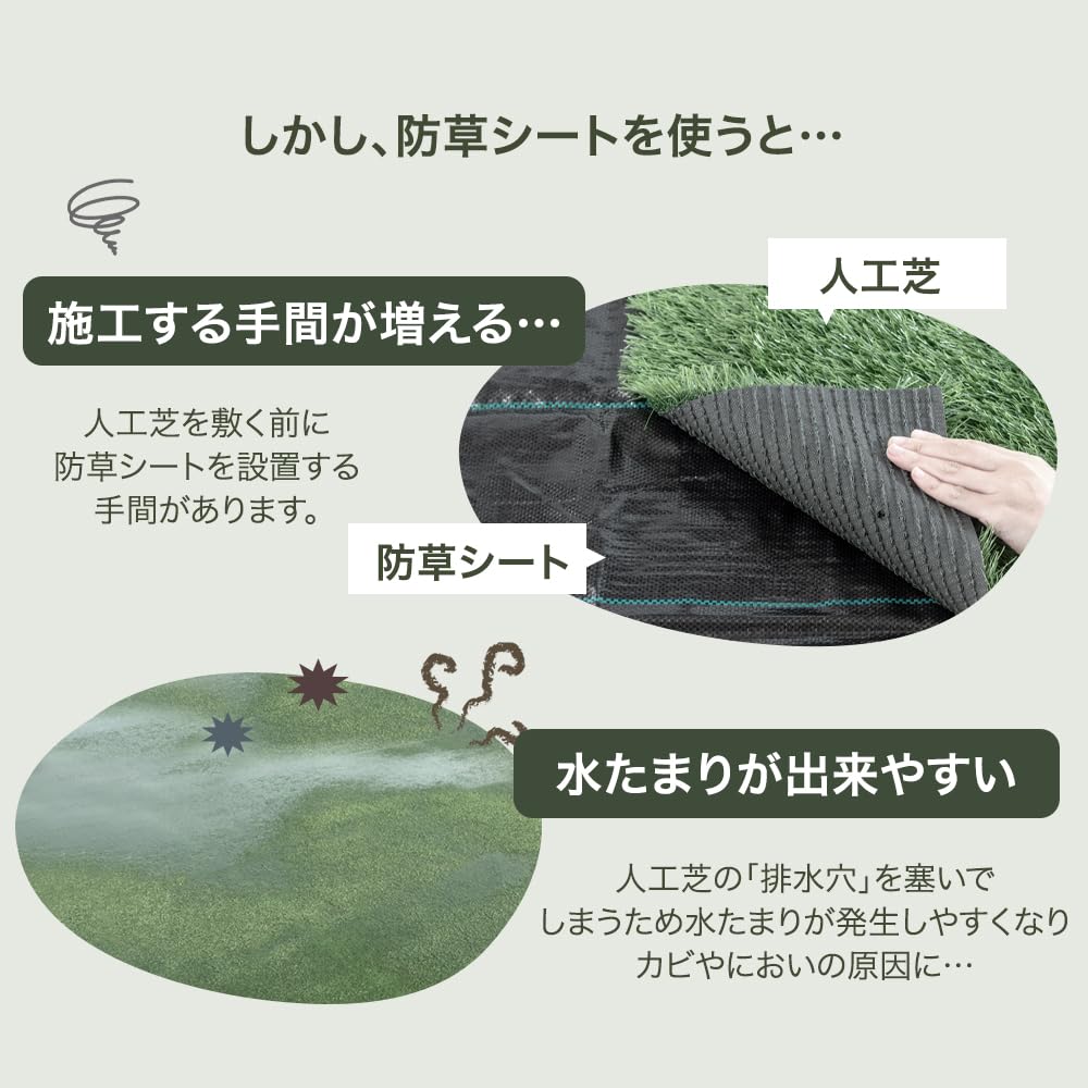 Amazon | タンスのゲン 人工芝【防草シート不要＆水はけ約4倍】0.5m