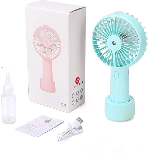 Miniatura 7 de Ventilador de mano portátil, pequeño ventilador personal recargable por USB, ventilador rociador con tanque de agua de 0.7 fl oz, ventilador de