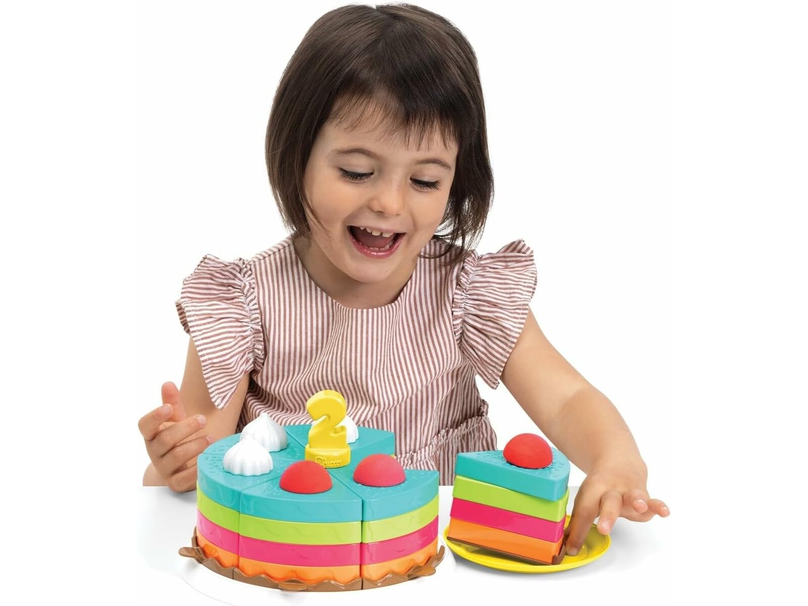 Chicco Tort dekoracyjny Montessori 42 elementy, zabawka do układania i odgrywania ról, rozwój motoryki małej, kolory i logika, bez farb, stymuluje wyobraźnię, pomysł na prezent, 12-36 M
