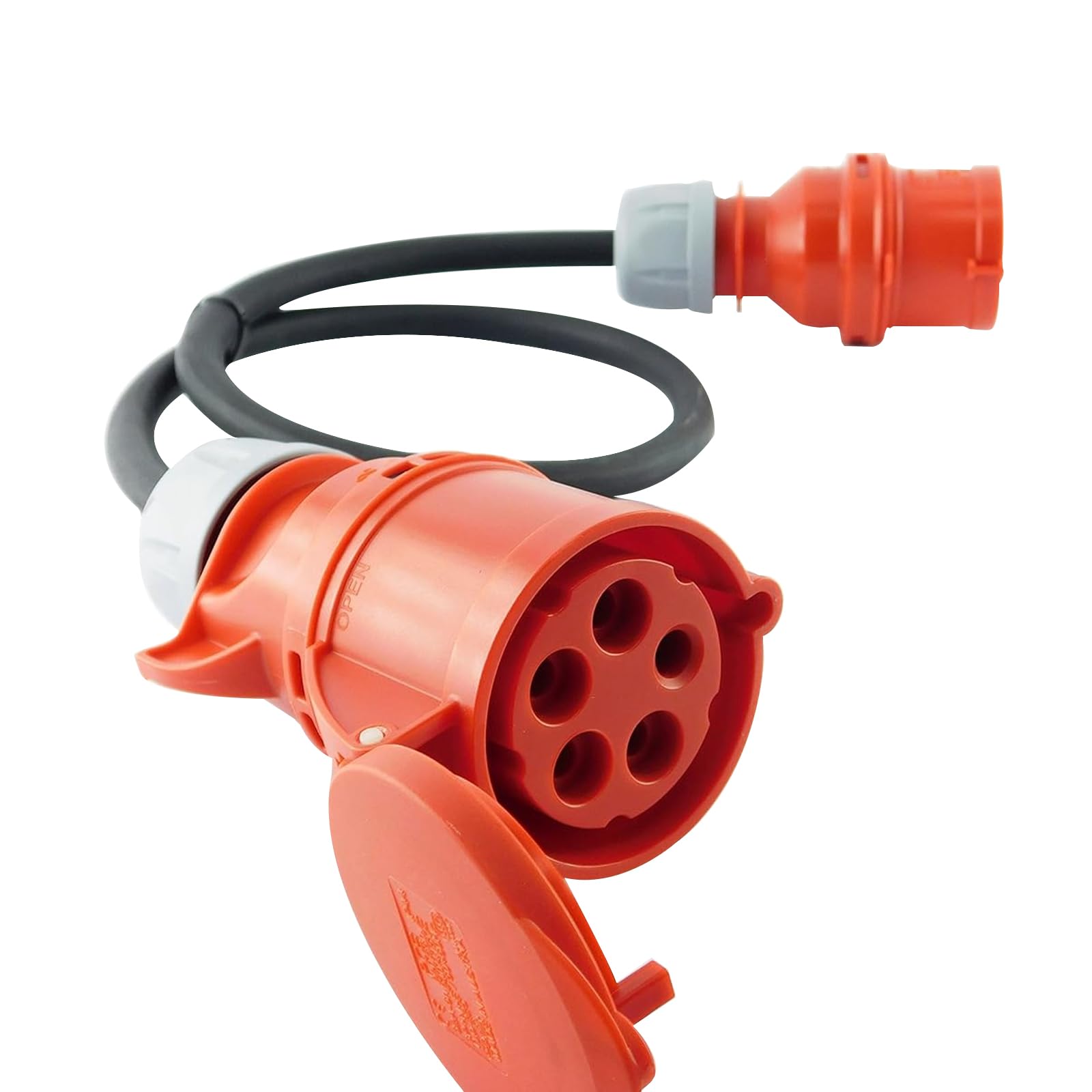 CEE Adapter 16A Stecker auf 32A Kupplung, 5-polig, 380-415V, H07RN-F 5x2,5mm² Kabel, Schuko Kupplung IP44 (5x2,5 mm²)