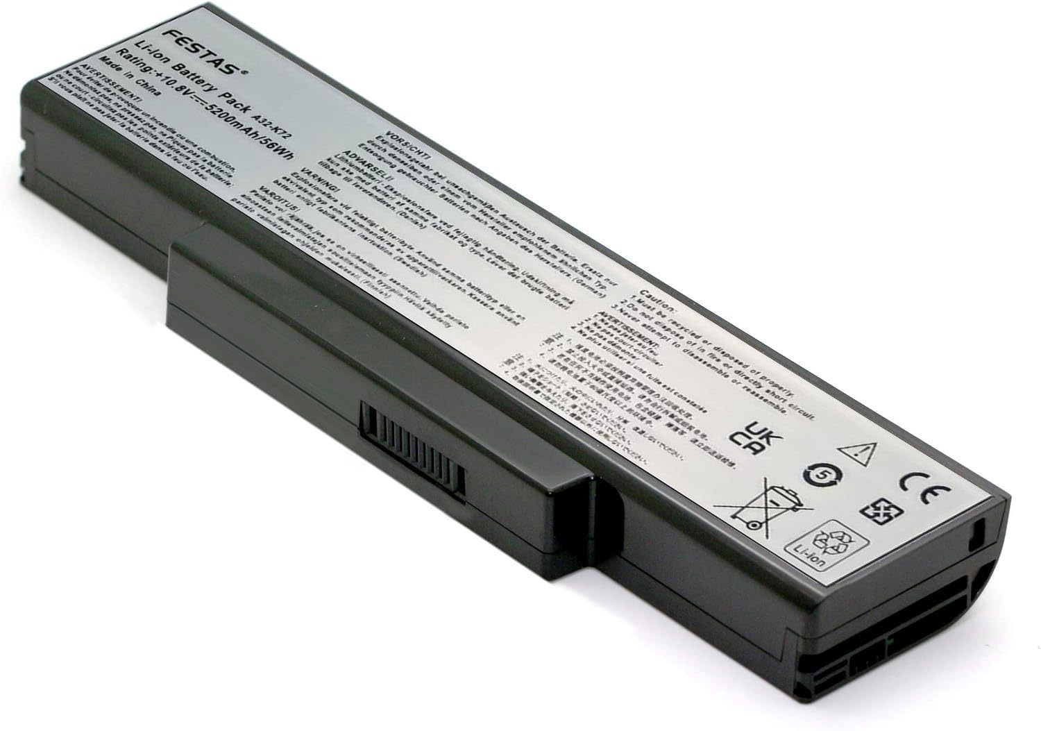 FESTAS 5200mAh A32-K72 Batterie Compatible avec ASUS K72 K72F K72J K73S | K73SV K72D K72DR K72DY K72JK K72JR K72JV A72 N71 N71J N73S N73SV N71JV N71V N73 N73J X73S X77 X73E X73 X73BY X73SD X73SV X73T