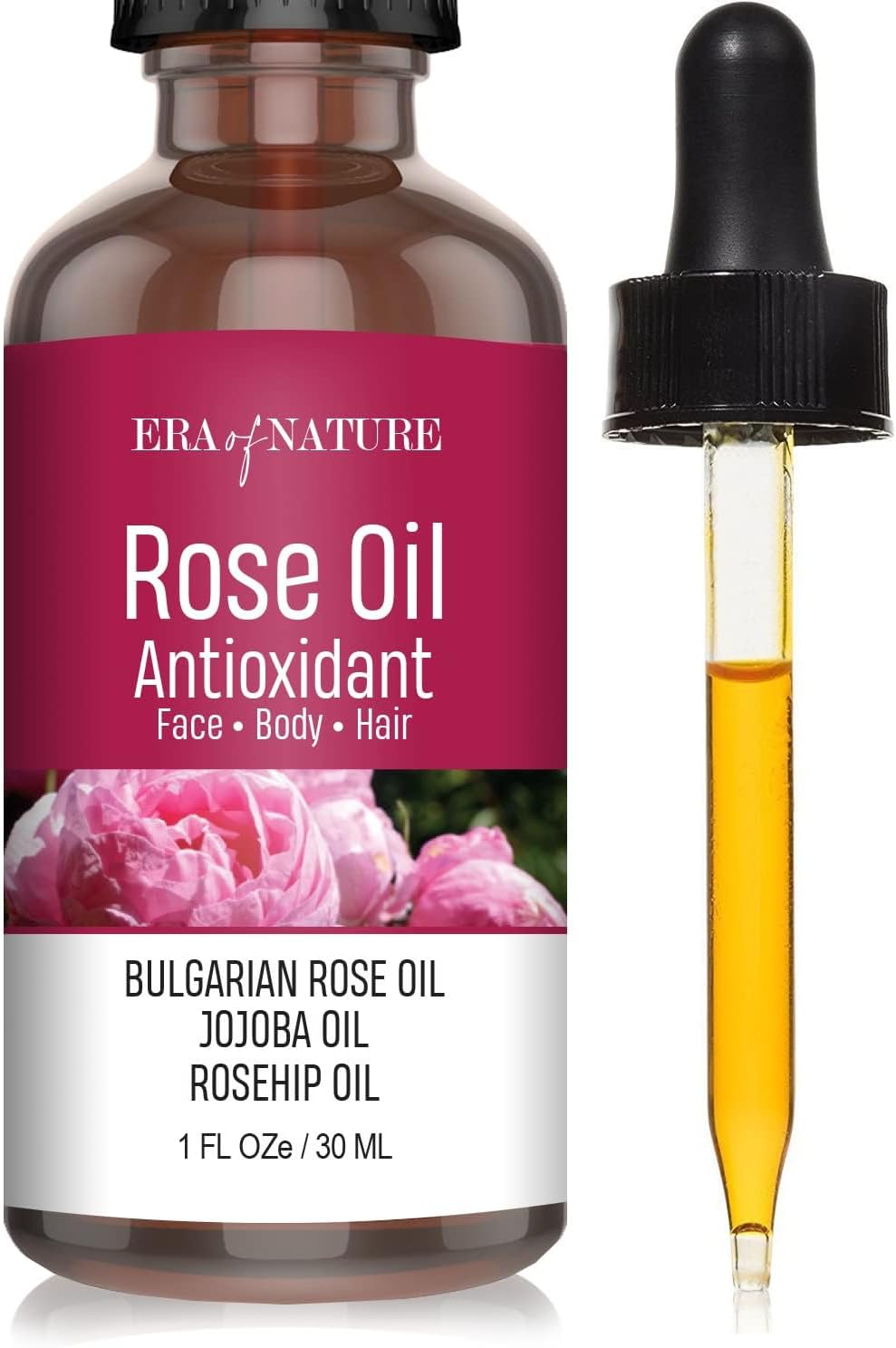 Rose Essential Oils - Aromatherapy Bulgarian Rose Oil with Rosehip Seed Oil and Jojoba Oil for Skin, Hair, Face, Candle Making and Soap Making. 30ml