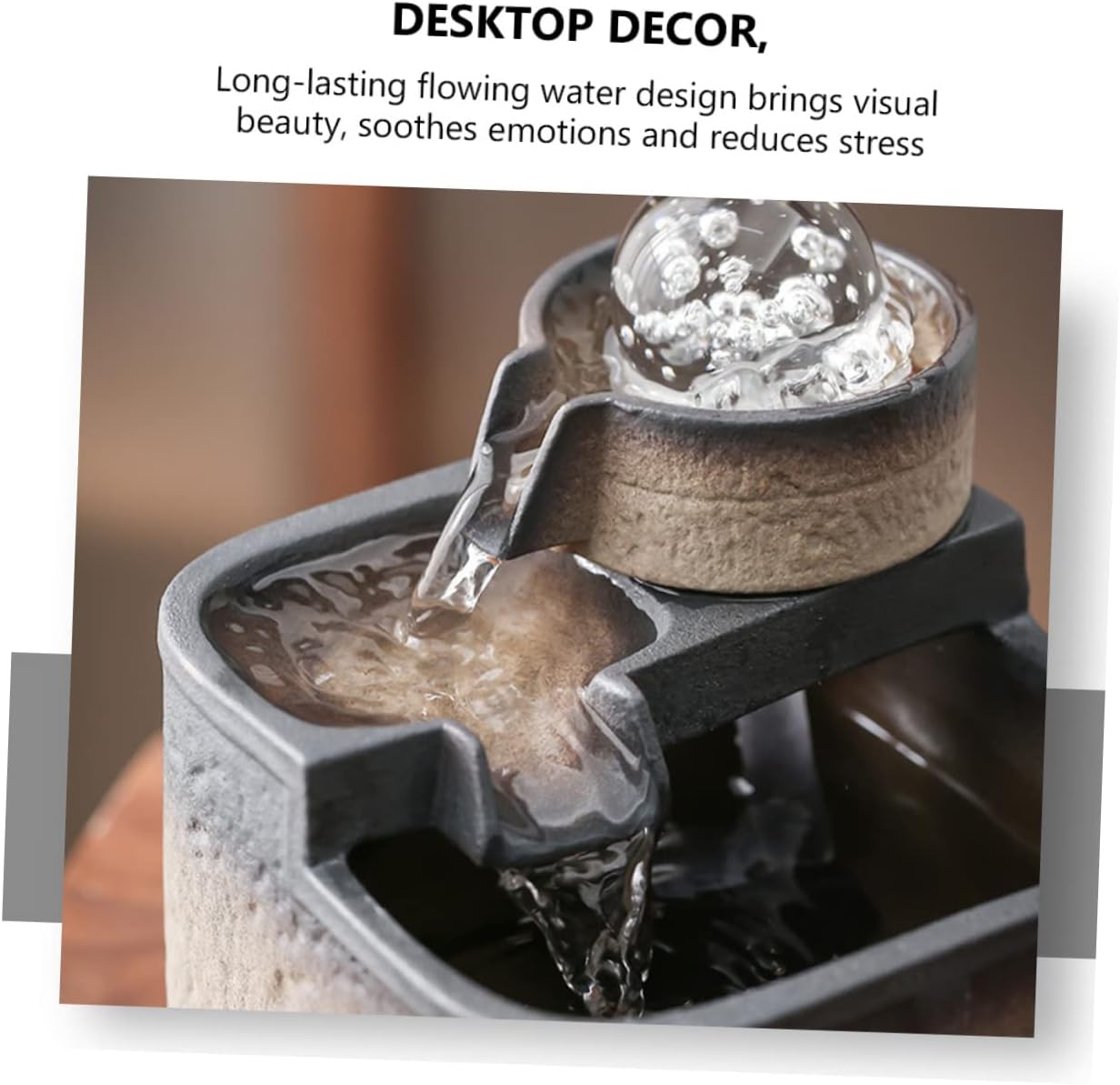 1Pc Minimalist Water Fountain Ball Indoor Desktop Waterfall Adornment for Home Office Decor Elegant Running Water Tabletop Feature for Living Room Bedroom