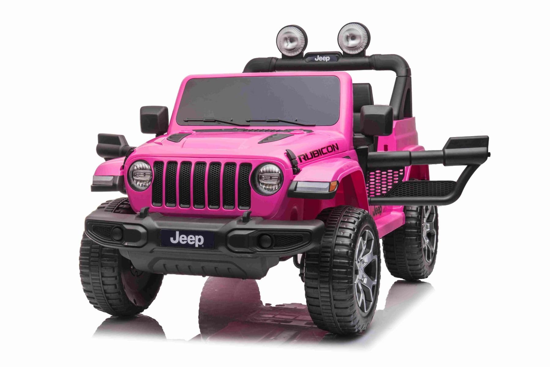 RIRICAR Samochód elektryczny dla dzieci 12 V J.E.E.P. Wrangler, różowy, dziecięcy samochód elektryczny 2-osobowy z pilotem zdalnego sterowania 2,4 GHz, radio z wejściem Bluetooth i USB, akumulator