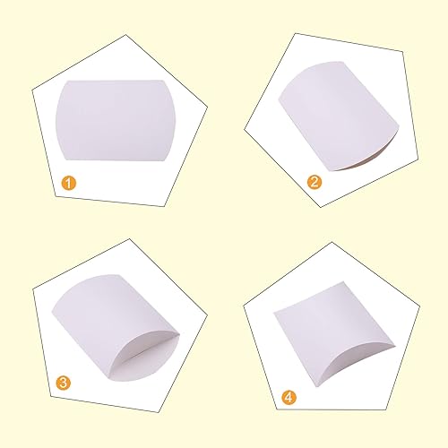 Vista 53 de Airssory 100 unidades de almohada de papel kraft vintage de 3 x 2 pulgadas, caja de embalaje de dulces, caja de embalaje de dulces, cajas de regalo