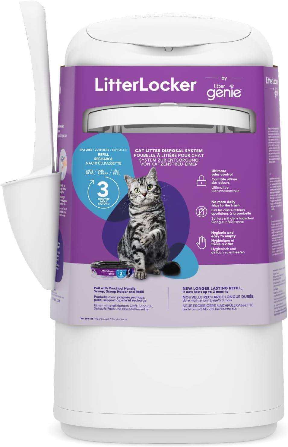 Litter Genie - LitterLocker The Original y Diamond Care Fresh de Biokat, combinación de Arena para Gatos con Aroma a Talco para bebés y Cubo de Arena para Gatos