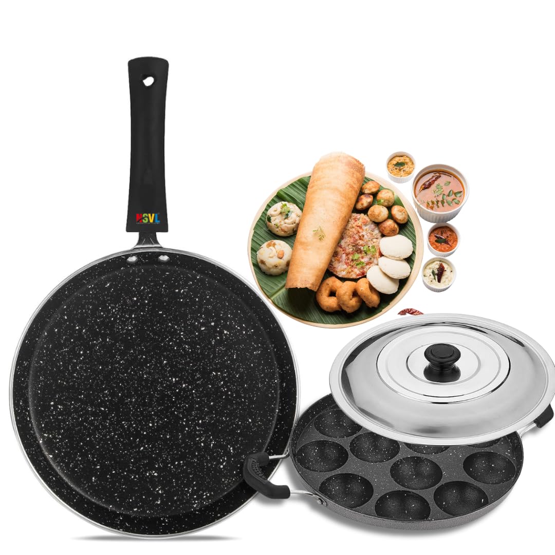 Nsvl Aluminium Non-Stick Dosa Tawa with Handle| Granite Finish | Pfoa Free | High Temperature Resistant Exterior Coating | 25 Cm | Black (DOSA TAWA/APPAM Combo) (B0CR94RVGQ) Amazon Price History, Amazon Price Tracker