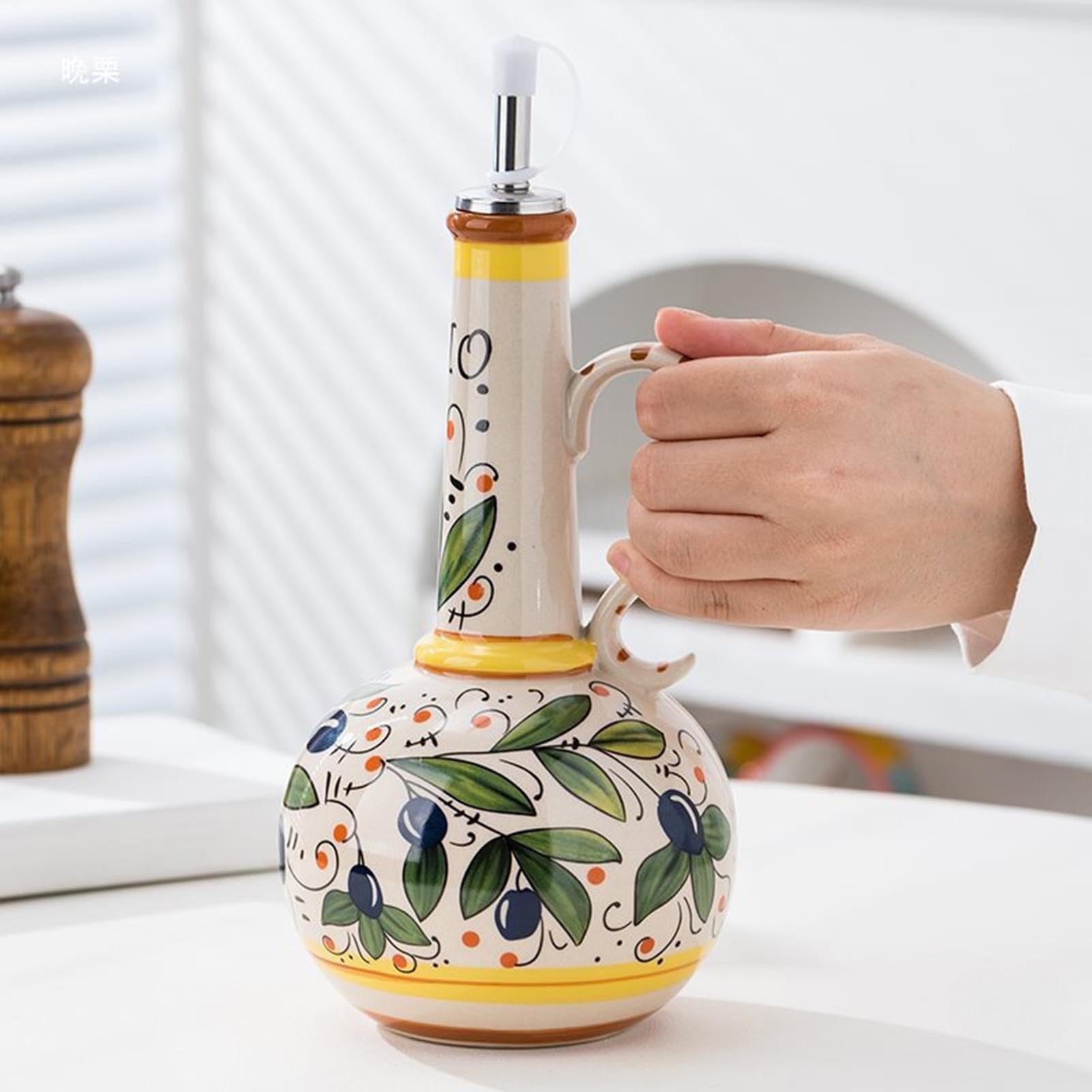 Dispensador De De Oliva Recipiente Portátil de 680 ml con Boquilla de Acero | Botellas De Y Vinagre Para Cocina Hogar Mesa Almacenaje Ensaladas Vinagre