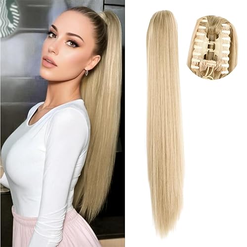 Extensión de cabello sintético con clip de garra, de 22 pulgadas, 4.33 onzas por paquete, 4.33 onzas por paquete, resistente al calor, sintético,