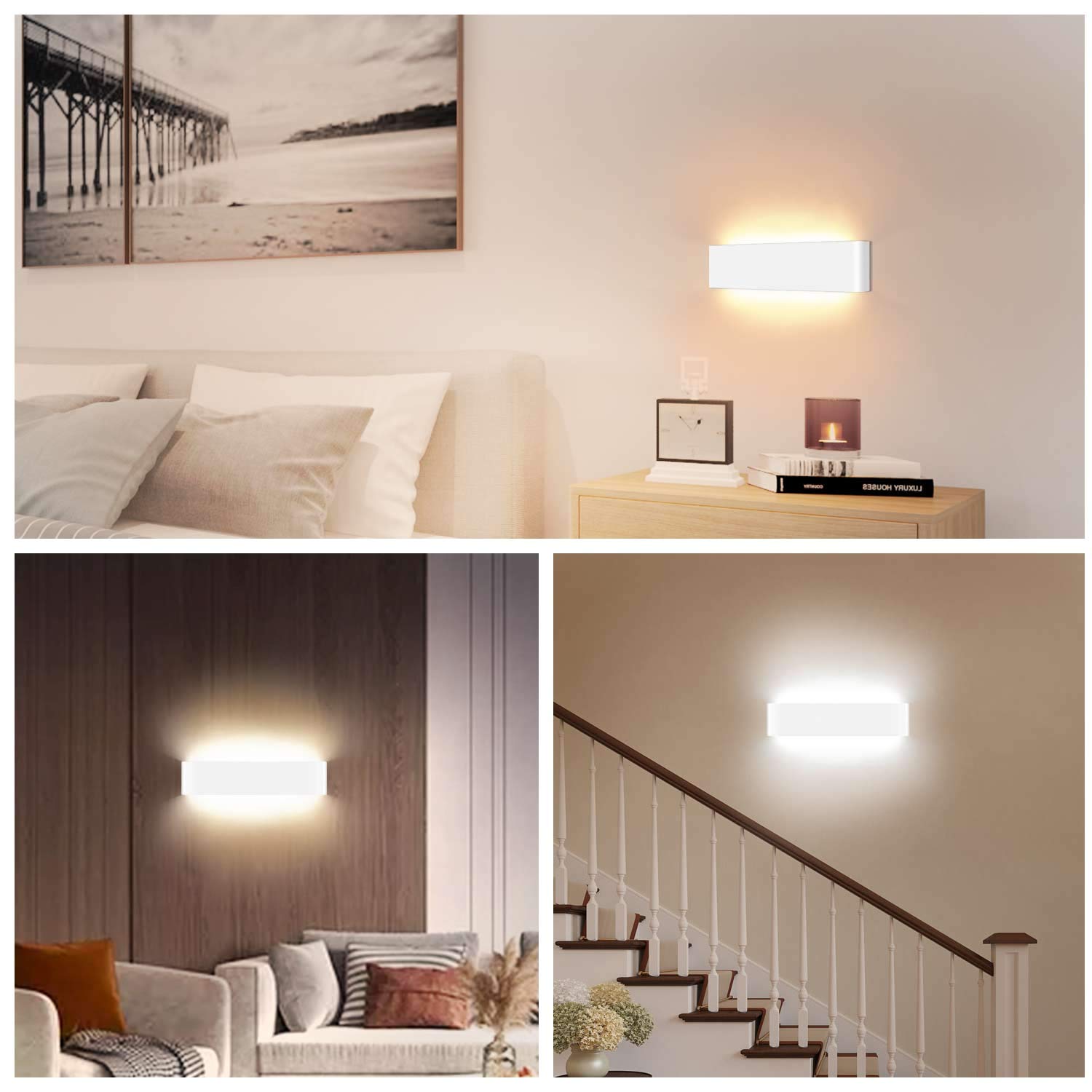 28W Applique da Parete Interno LED Lampada da Parete 40cm Moderno Dimmerabile con 2.4G Telecomando per Scala, Soggiorno, Camera da Letto (2700K-6500K) Bianco