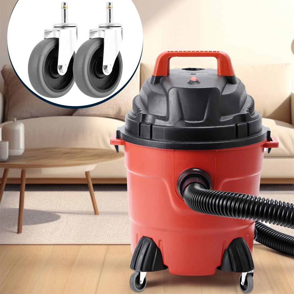 4 Stück 10,2 cm Lenkrollen mit Schaft-Durchmesser, Gummirad, robuste TPR-Ersatzräder für Rubbermaid Mopp, Eimer, Wagen, Grillrollen