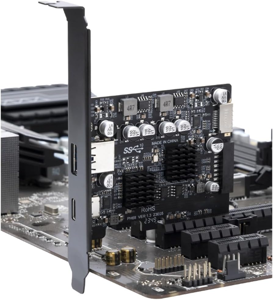 Desktop USB Expansion Card PCIe 4X to Internal USB 3.2 External 10Gbps Type C Adapter Card for Desktop Motherboard
