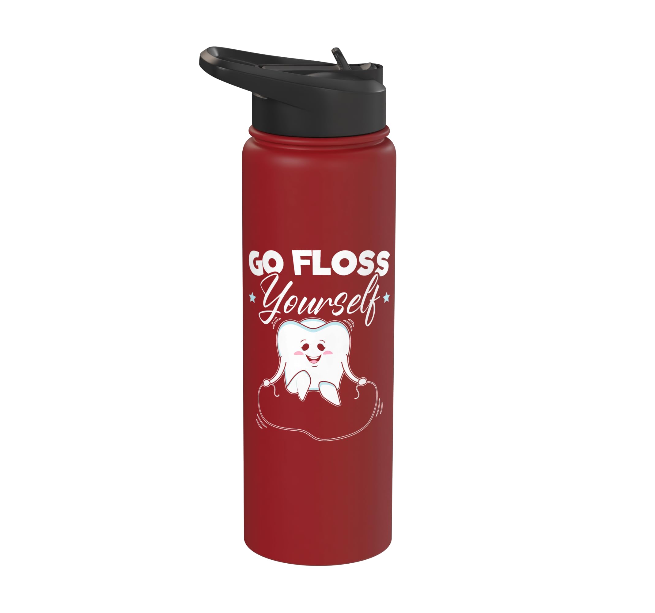 Go Floss Yourself Dentist Dentistry Dental Surgeon Hygienist Stainless Steel Insulated Water Bottle