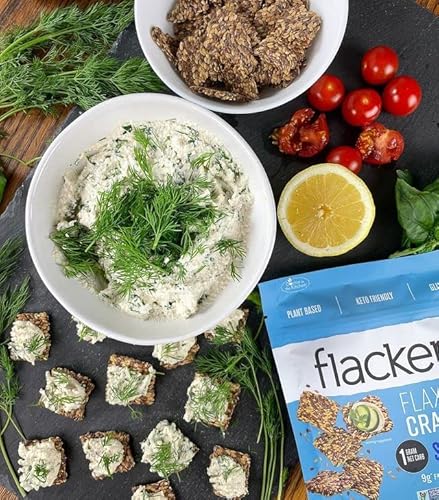 Flackers Organic Sea Salt Flaxseed Crackers, Gluten Free, Non Gmo, Vegan, Keto Snack, 9G Fiber, 1G Net Carb, 5 Ounce 1-Pack #TOP6