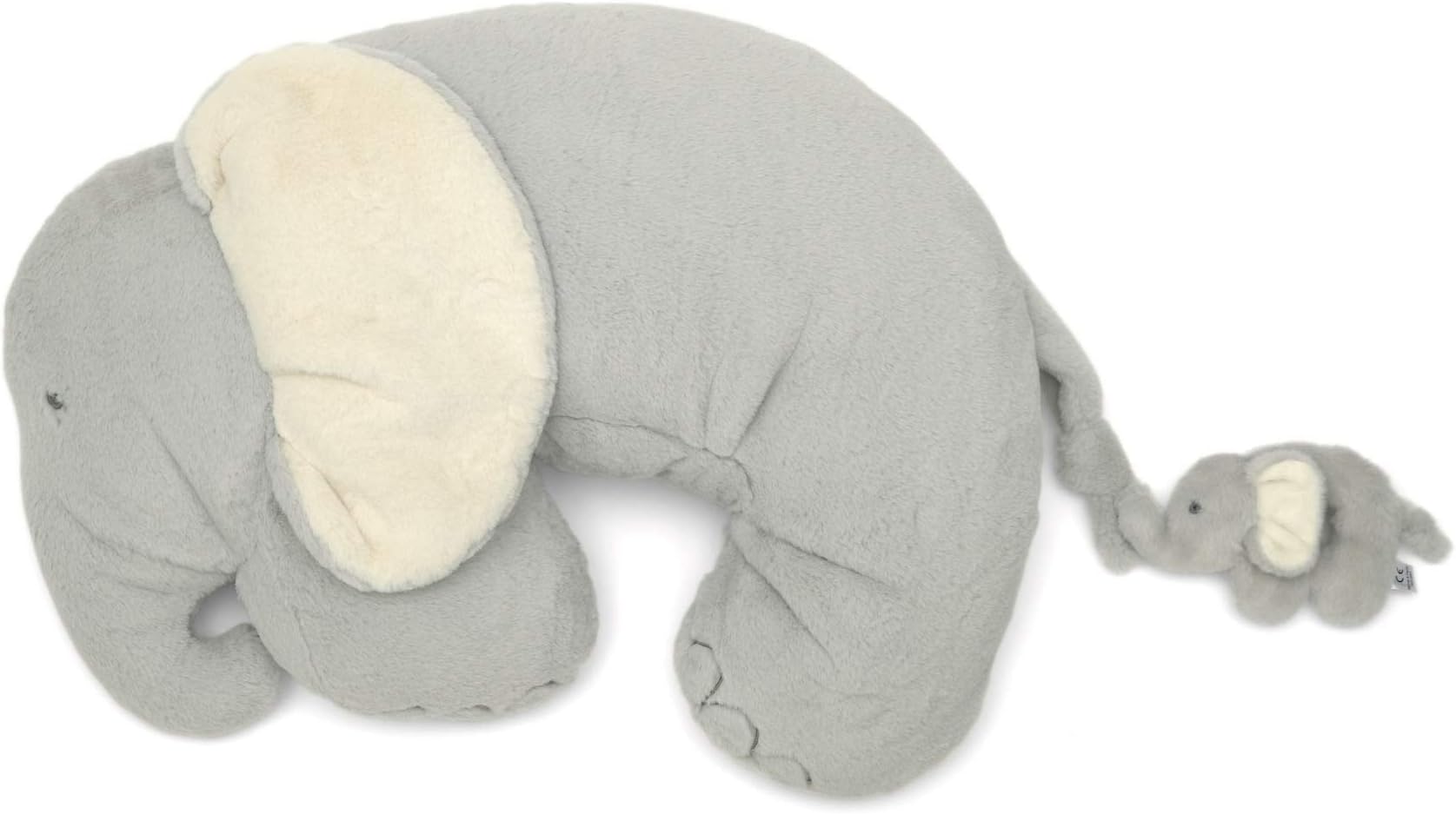 Mamas & Papas Tummy Time Roll, Interactive Soft Baby Pillow with Integrated Rattle, Elephant & Baby