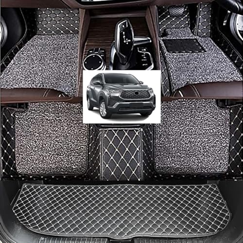 Image of Vahan Expo Premium 7D Car Mat Full Set for Innova Hycross 8 Str with Boot Mat || Luxury Double-Stich 7D Car Floor Mat Complete Set || 100% Waterproof and Washable || Black