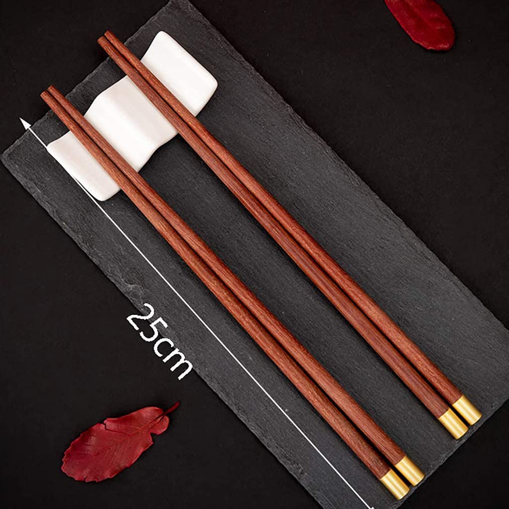 FAMMIX Lot de 10 paires de baguettes rondes en bois dur sculptées à la main réutilisables, passent au lave-vaisselle, baguettes coréennes japonaises pour restaurant, maison A