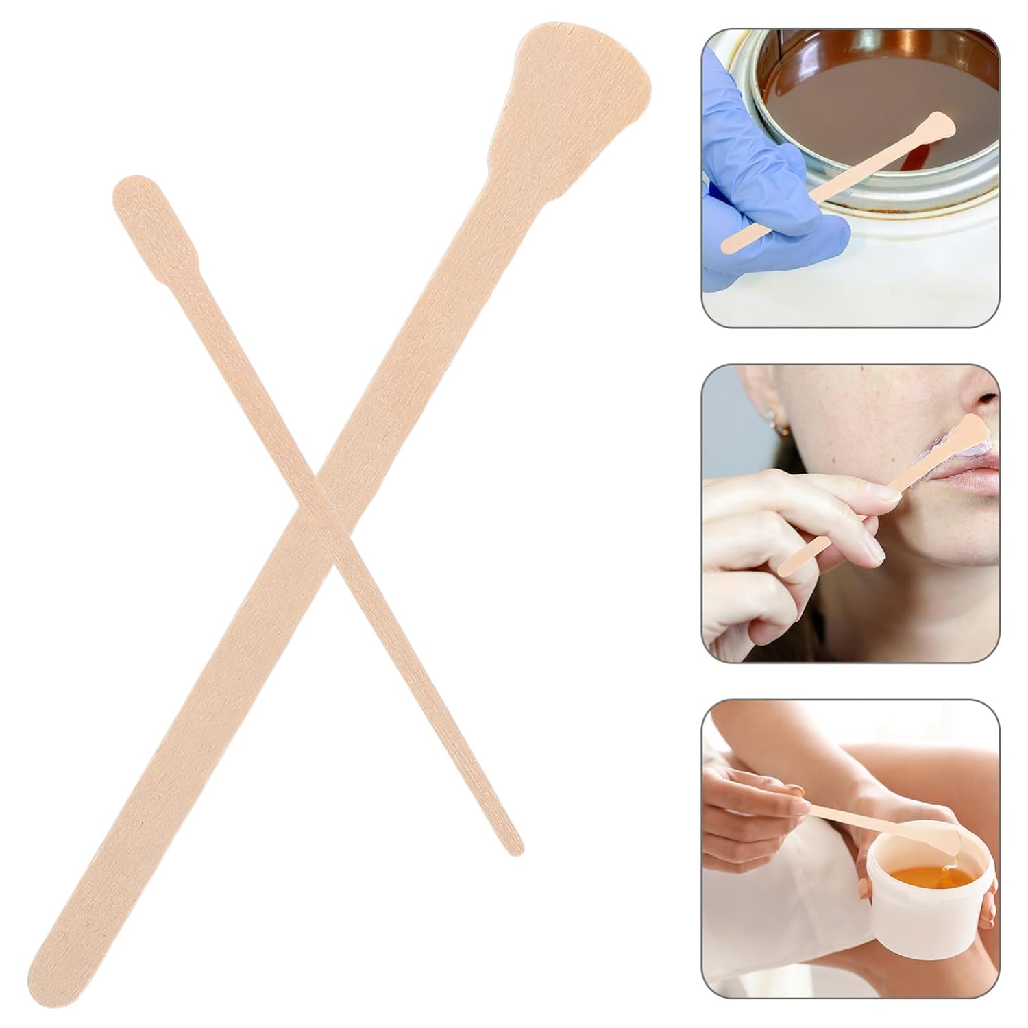 200pcs Wooden Waxing Sticks Kit Hair Removal Sticks Applicator Spatulas for Home Salon